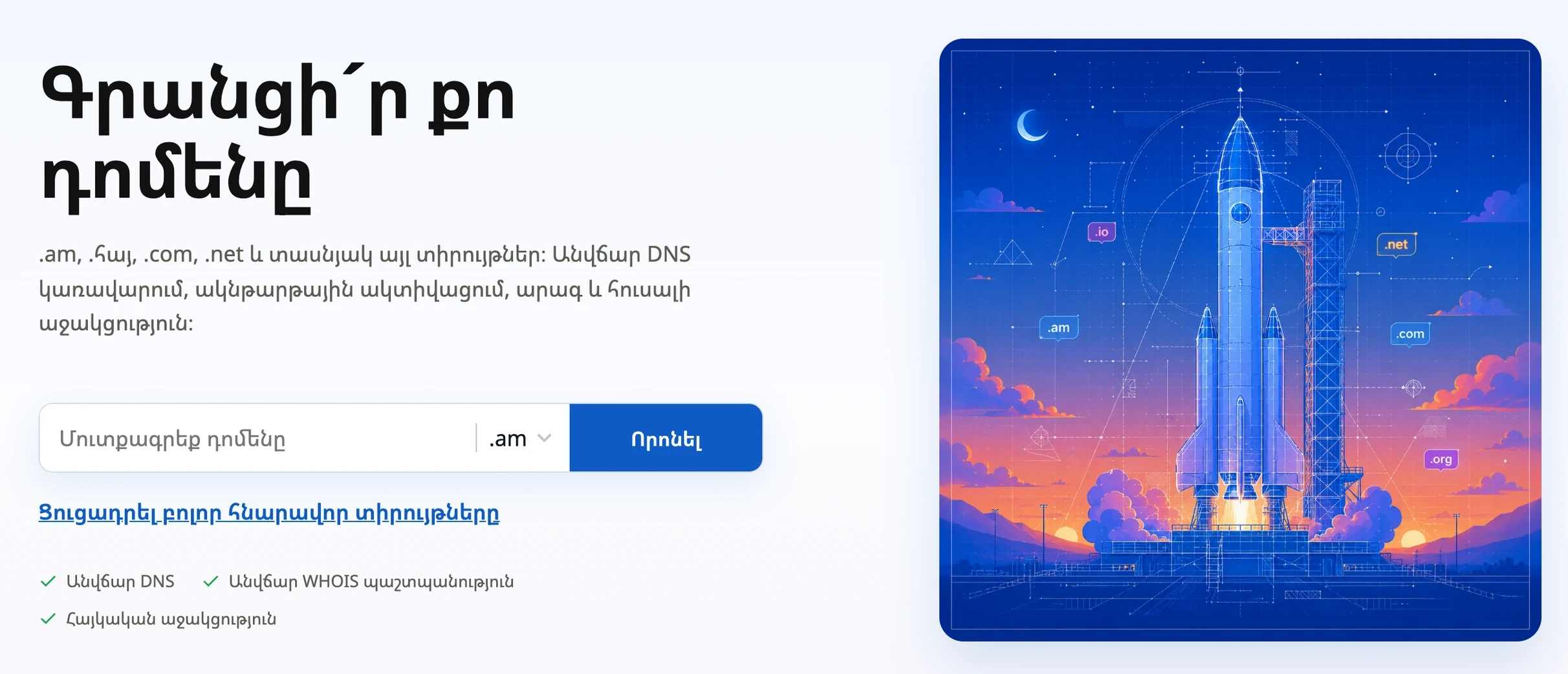 The Internet.am hosting and domain platform